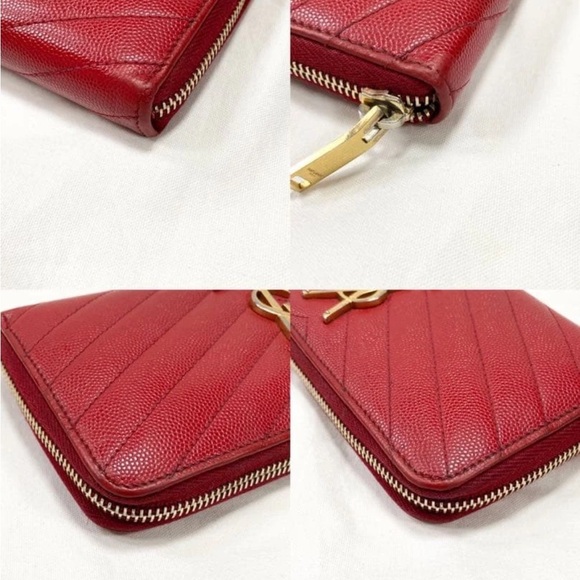 Yves Saint Laurent Red Quilted Leather Wallet - Picture 5 of 13